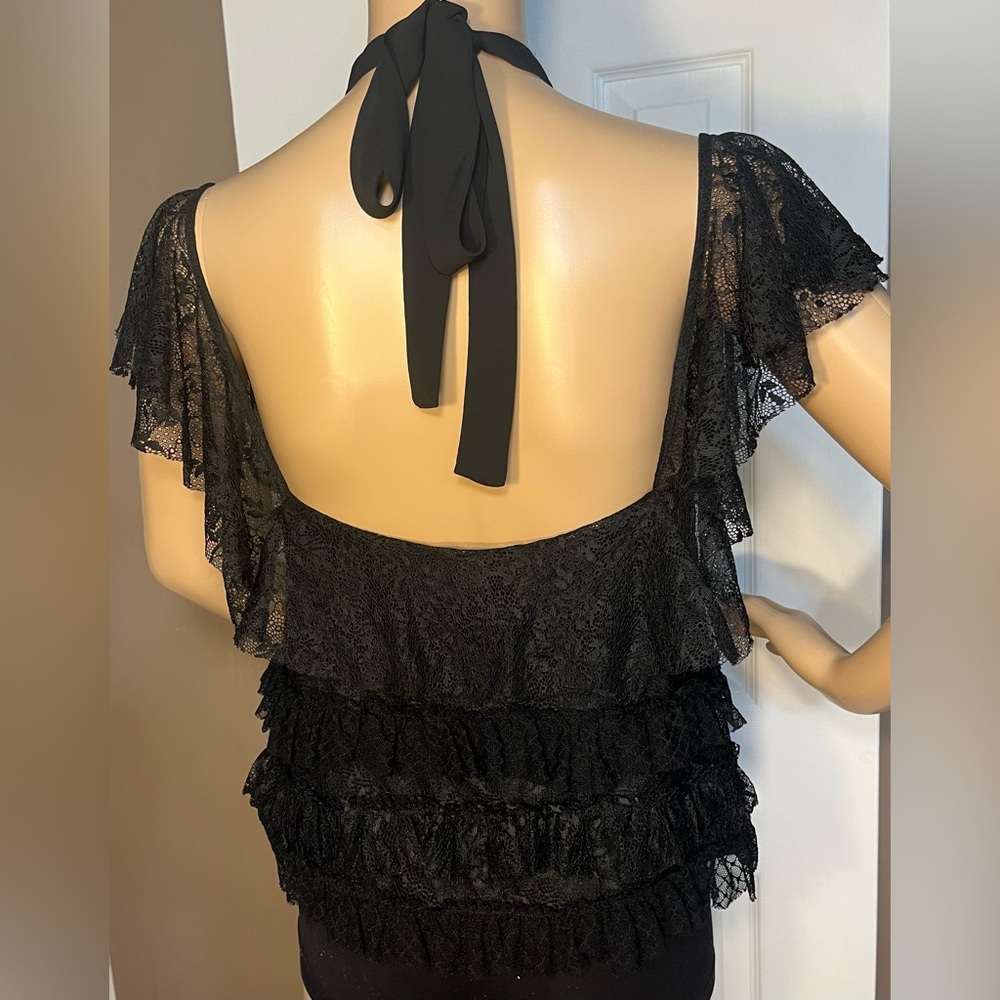 Zara Black Lace Ruffled Halter Neck Cold
Shoulder Top Size S - Picture 5 of 16